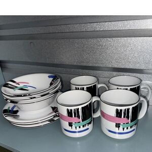 Design Concepts Liza by Newcor 1992 Mug Bowl Plate Set 10pc 90s Memphis Retro